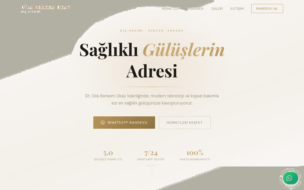 Dila Berkem Okay Diş Kliniği web sitesi ekran görüntüsü