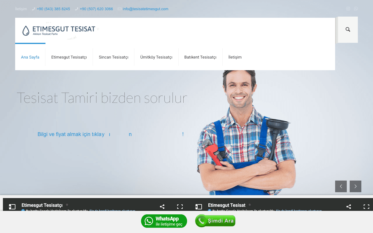 Etimesgut Tesisat web sitesi ekran görüntüsü