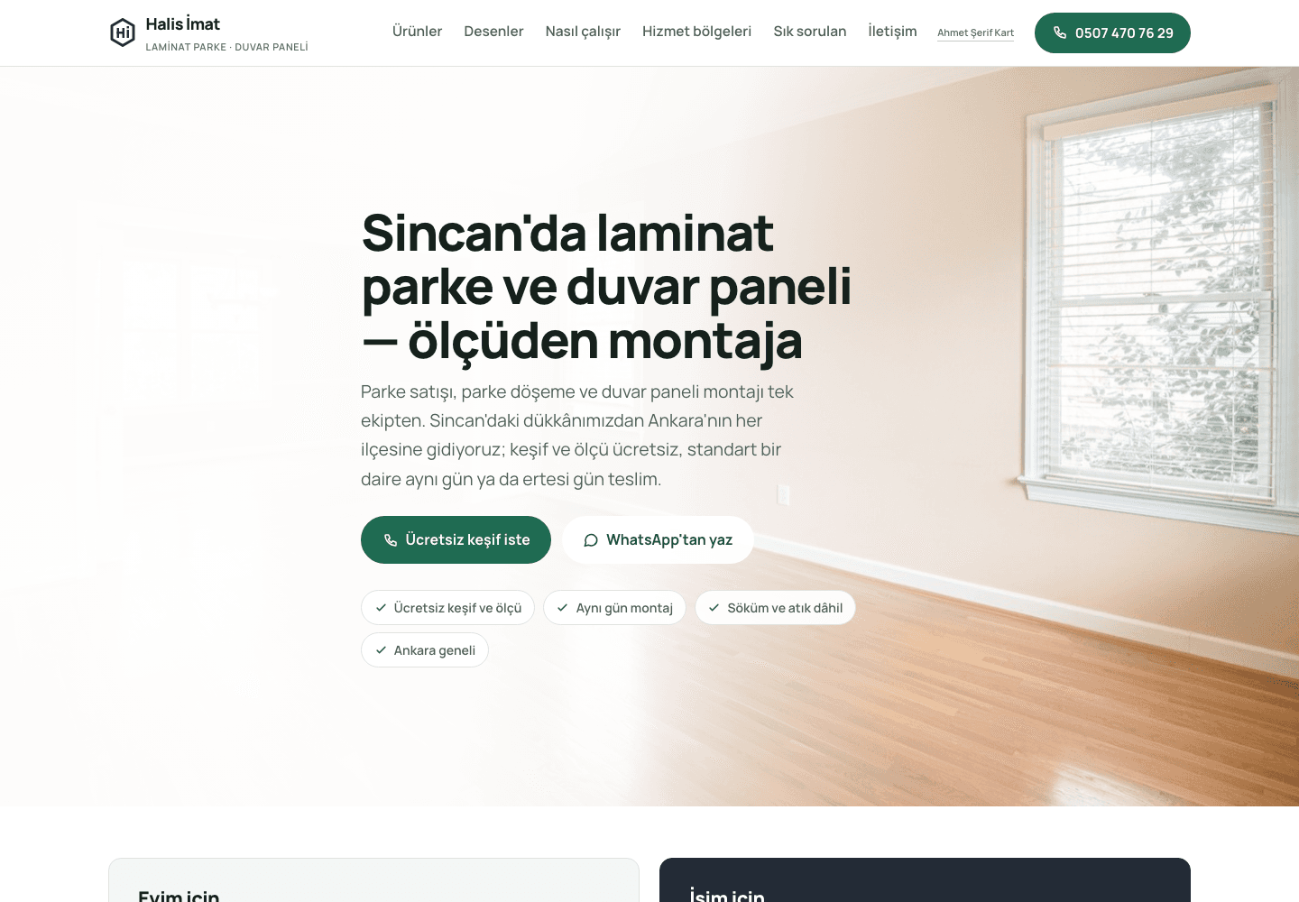Halis İmat — yayındaki sitenin ekran görüntüsü